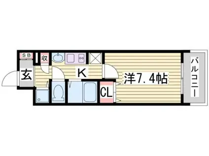 プレサンス神戸駅前グランツ(1K/6階)の間取り写真