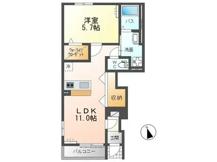 アリウス 1LDK(1LDK/1階)の間取り写真