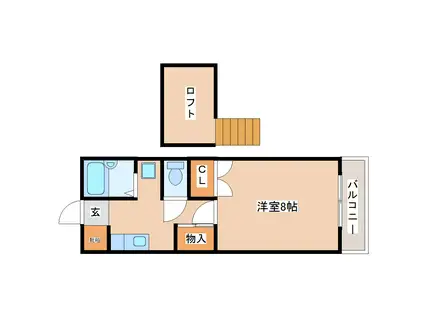 カレンハウス(1K/2階)の間取り写真