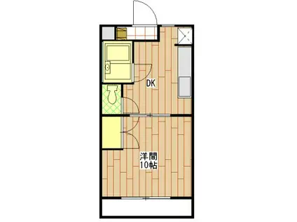西遠ハイツ(1DK/2階)の間取り写真