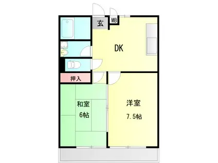 プリべイル西神戸(2DK/1階)の間取り写真