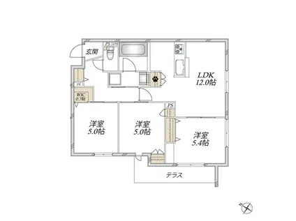 高松2丁目メゾン(3LDK/1階)の間取り写真