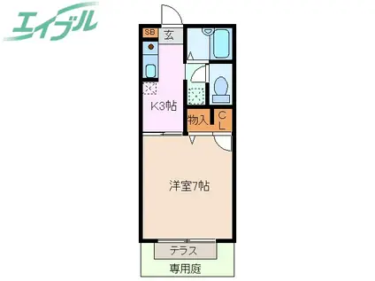 セゾンプレミール A棟(1K/2階)の間取り写真