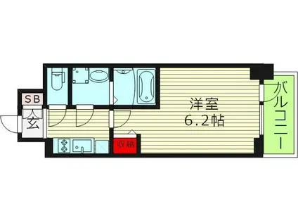 エスリード ザ・カレント大阪(1K/4階)の間取り写真