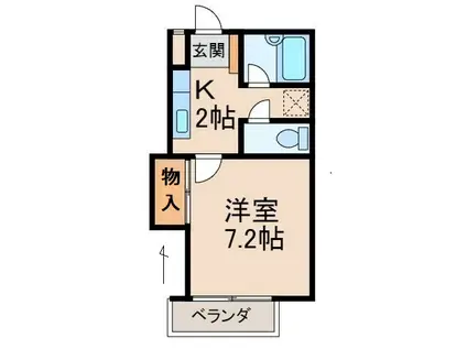 グリーンフル平松(1K/2階)の間取り写真
