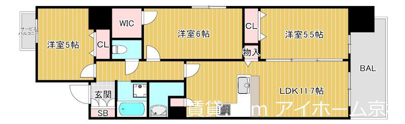 アーバネックス同心II(3LDK/7階)の間取り写真