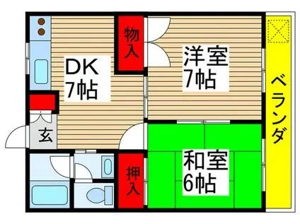 サンヒルズ柏(2DK/1階)の間取り写真