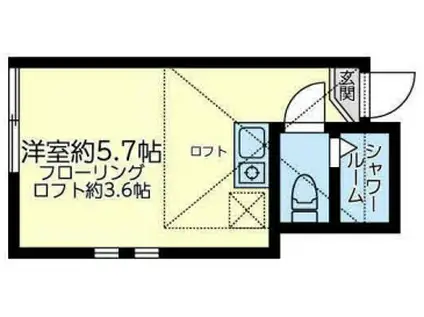 ユナイトアドリアーナの瞳(ワンルーム/2階)の間取り写真