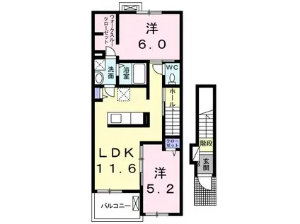 LYS COLLINEII(2LDK/2階)の間取り写真