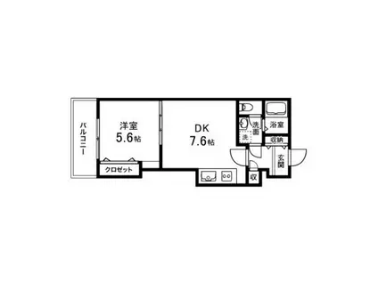 コンフォートEXE一番町(1DK/2階)の間取り写真