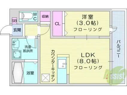 K-MAISON高砂(1LDK/1階)の間取り写真