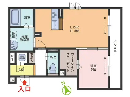 ザ レジデンス研磨(1LDK/2階)の間取り写真