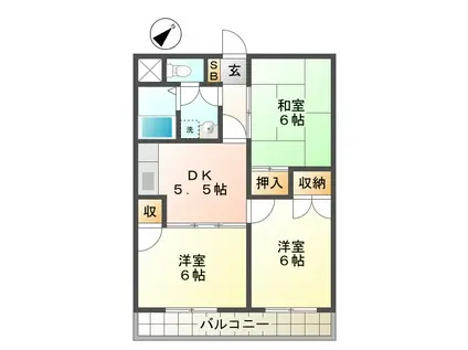 マンション青山(3DK/1階)の間取り写真