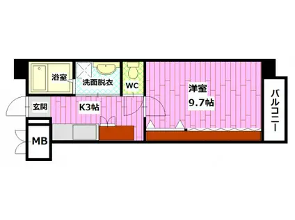 アクアビュー緑井(1K/2階)の間取り写真