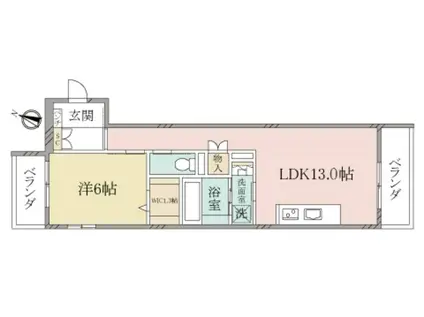 ヘーベルヴィレッジ市ヶ尾東棟CALME イースト(1LDK/2階)の間取り写真
