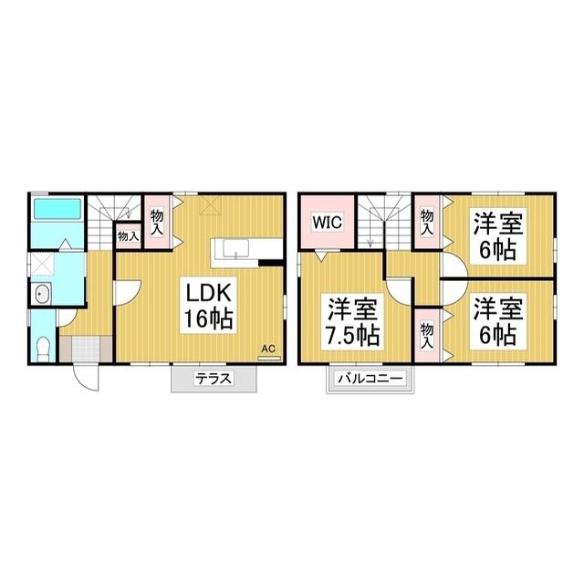 ポムラフィネ B(3LDK/1階)の間取り写真