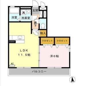 メゾングランドゥール(1LDK/2階)の間取り写真