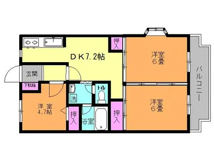 プランドールIWASAKI(3DK/2階)の間取り写真