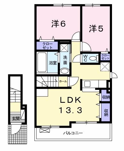 ベル リアン A(2LDK/2階)の間取り写真