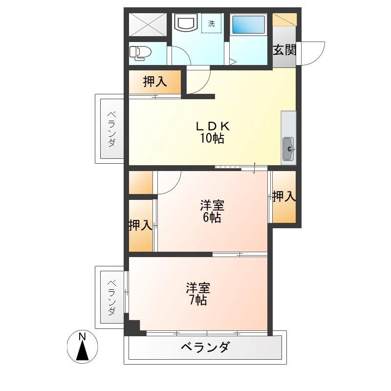 新泉ビル(2LDK/3階)の間取り写真