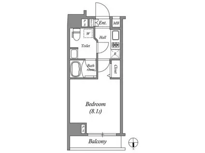 GENOVIA東中野SKYGARDEN(1K/4階)の間取り写真