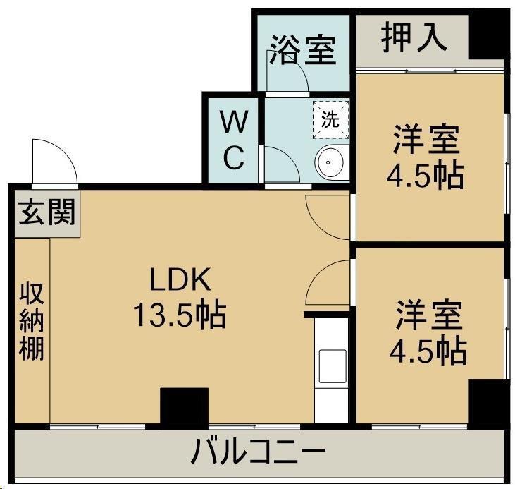 サンファンレジデンス(2LDK/10階)の間取り写真