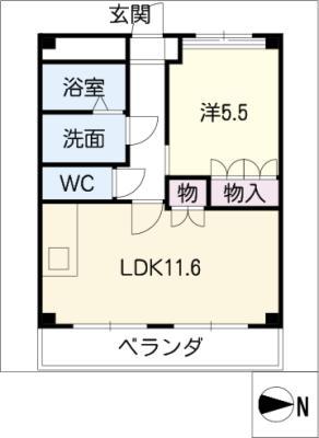 RAINBOW BOSS(1LDK/1階)の間取り写真
