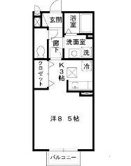 ドルチェ鈴蘭A(ワンルーム/1階)の間取り写真