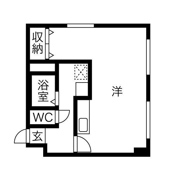 メテオール琴似(1LDK/2階)の間取り写真