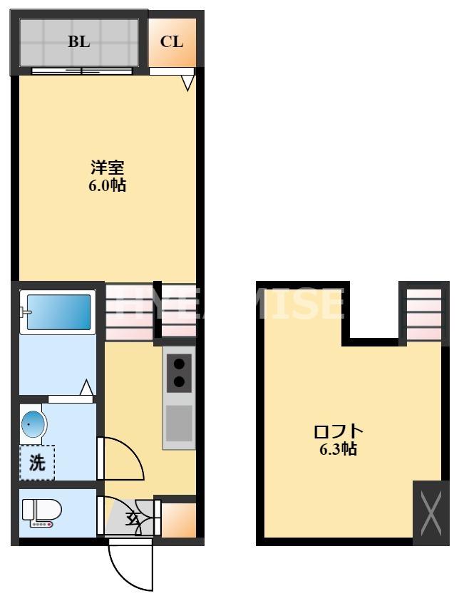 MODERN PALAZZO多良見IC(1SK/1階)の間取り写真