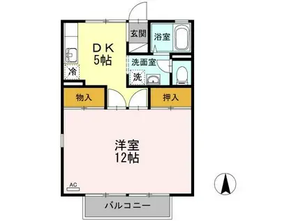 伊予鉄道横河原線 福音寺駅 徒歩27分 2階建 築37年(1DK/2階)の間取り写真