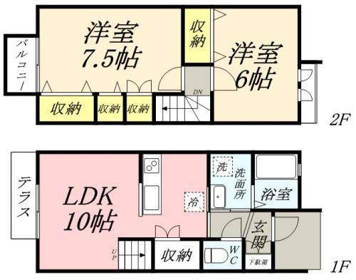 フォレストメゾン上柴(2LDK/1階)の間取り写真
