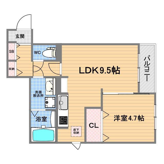 サグレス甲子園口(1LDK/1階)の間取り写真