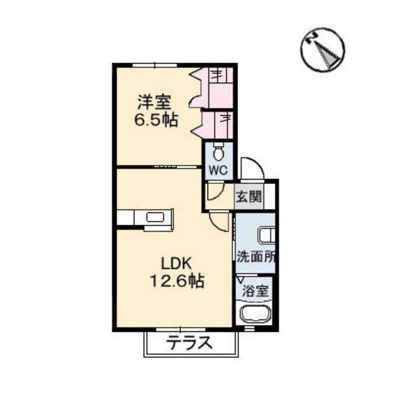 CASA DEL FIORE(1LDK/1階)の間取り写真