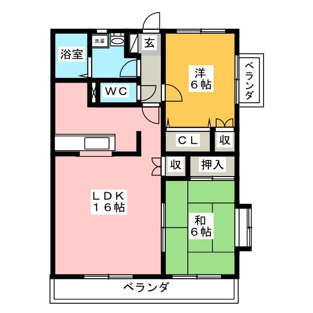 クレッセント江崎(2LDK/3階)の間取り写真