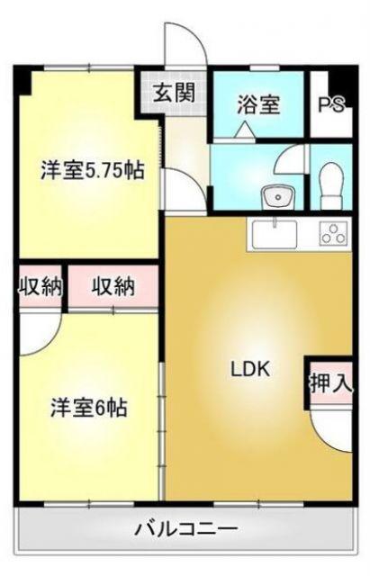 アーバンコート泉宮(2LDK/4階)の間取り写真