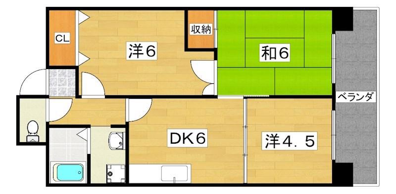 グランドヴィラ香里(3DK/8階)の間取り写真