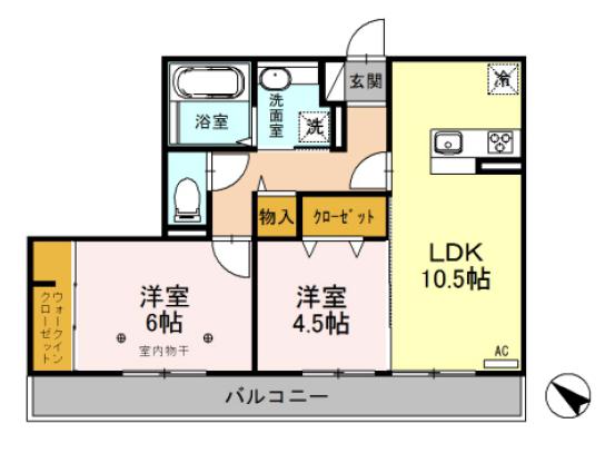 東武東上線 朝霞駅 徒歩24分 3階建 築8年(2LDK/3階)の間取り写真