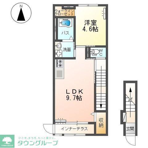 リアン・IV(1LDK/2階)の間取り写真