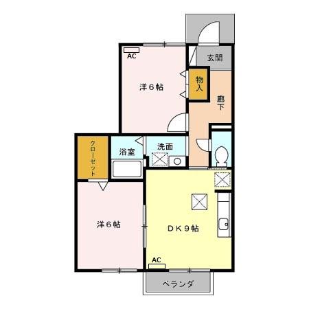 プリメーラ(2DK/1階)の間取り写真