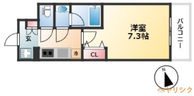マリオン城西(1K/4階)の間取り写真