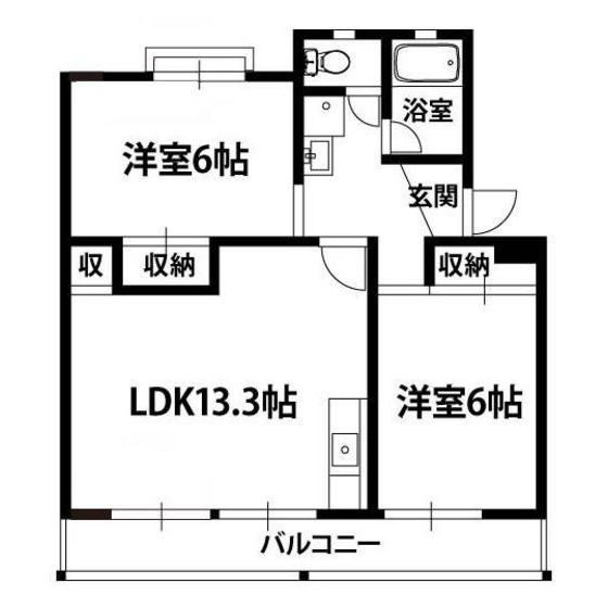 オオタニビル(2LDK/1階)の間取り写真