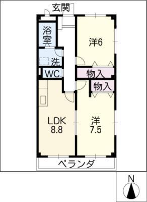 エクセルII(2LDK/1階)の間取り写真