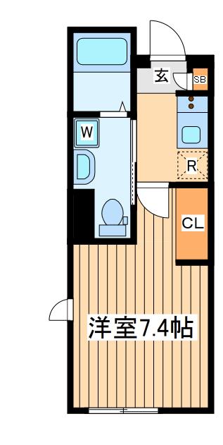 ウィズファン小田急相模原駅前(1K/1階)の間取り写真