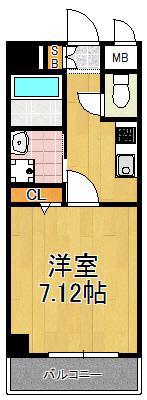 TOCCHI 1番館(1K/3階)の間取り写真