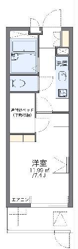レオパレスゆとろぎ岡部(1K/1階)の間取り写真