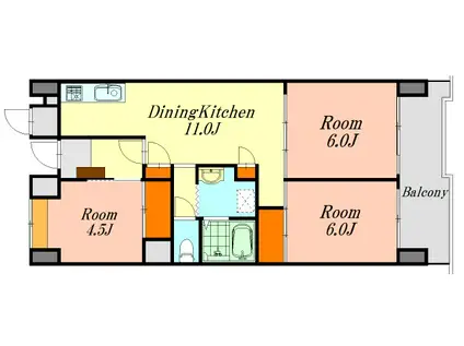 ビレッジハウス光南タワー(3LDK/13階)の間取り写真