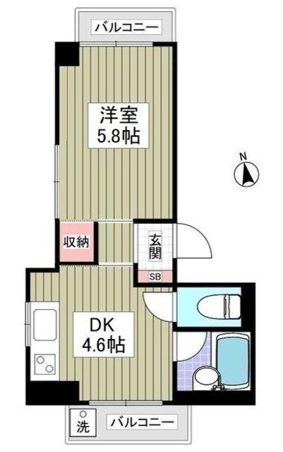清新三興ハイツ(1DK/2階)の間取り写真