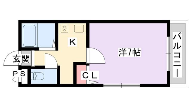 ロータリーマンション萱島西(1K/3階)の間取り写真