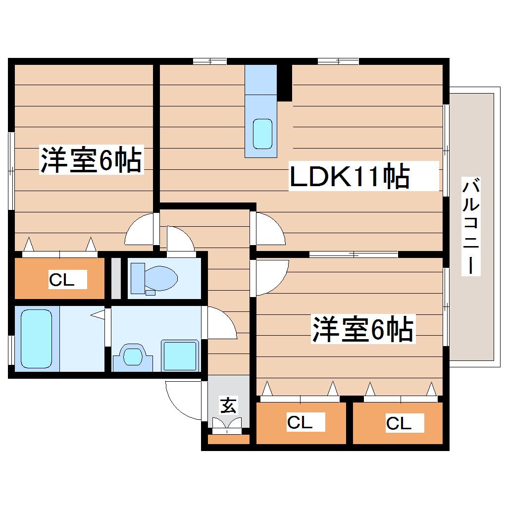 プログレス中山吉成(2LDK/1階)の間取り写真